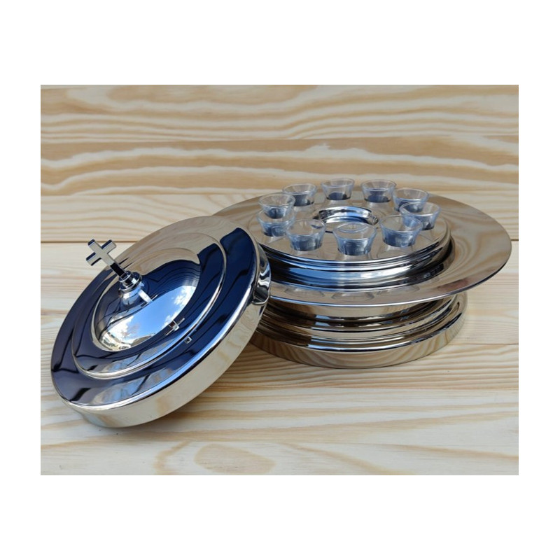 Full set - Small Group Tray - Avondmaalstray voor kleine groep - 10 bekertjes - Zilverkleurig