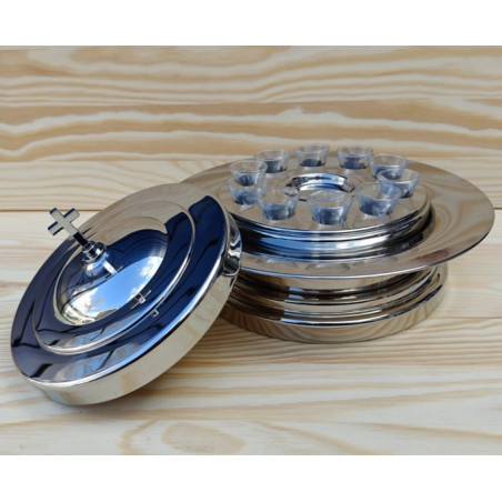 Full set - Small Group Tray - Avondmaalstray voor kleine groep - 10 bekertjes - Zilverkleurig