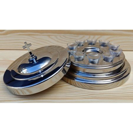 Basic set - Small Group Tray - Avondmaalstray voor kleine groep - 10 bekertjes - Zilverkleurig