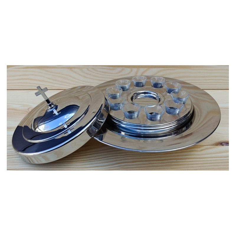 Pass along set Standard - Small Group Tray - Avondmaalstray voor kleine groep - 10 bekertjes - Zilverkleurig