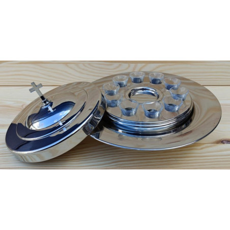 Pass along set Standard - Small Group Tray - Avondmaalstray voor kleine groep - 10 bekertjes - Zilverkleurig