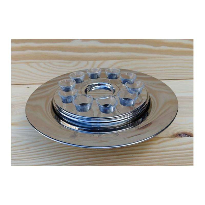 Pass along set Economy - Avondmaalstray voor kleine groep - 10 bekertjes - Zilverkleurig