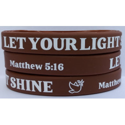 Rubberen armband  - Retro Serie - Let Your light shine - Bruin - Mattheüs 5:16