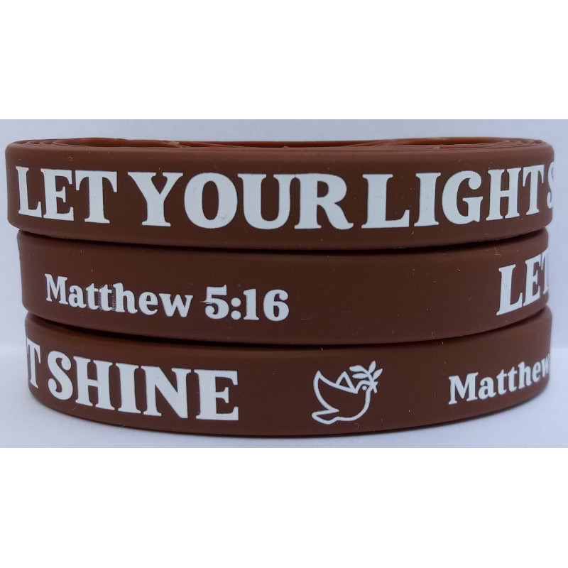 Silicon-Armband - Retro Serien - Let Your light shine - Brown - Matthew 5:16