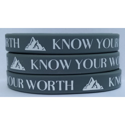 Bracelet en silicone - Serie Retro - Know your worth - Grey
