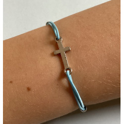 Adjustable cord bracelet with a cross